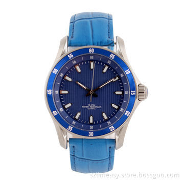 Brand Stainless Steel Watch with Genuine Leather Strap, OEM and ODM Orders Welcomed